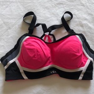 VS Pink Black and Gray strappy back sports bra